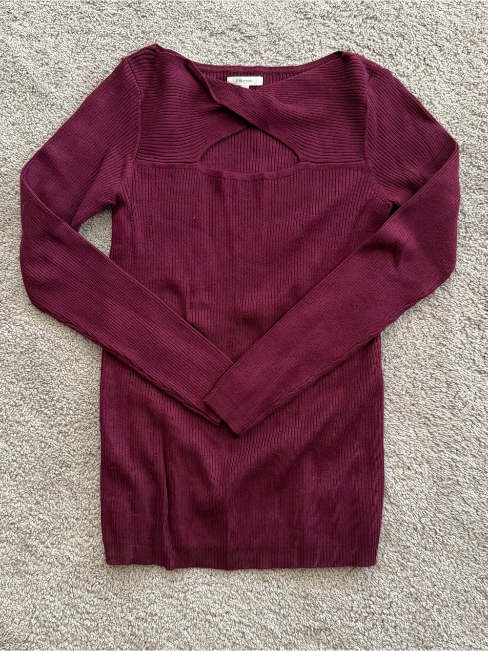 Maurice’s Ribbed Cutout Sweater in Deep Burgundy